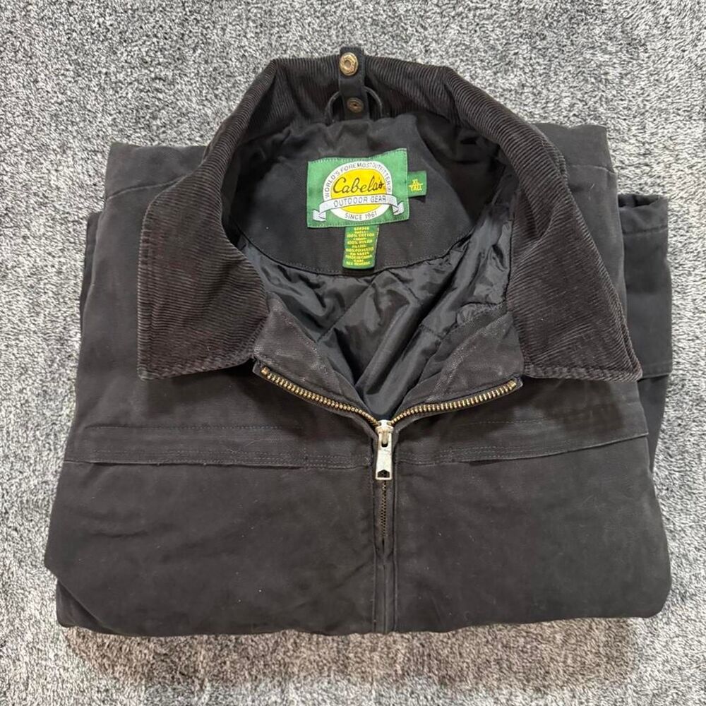 Vintage 90s 00s Cabela’s Chore Workwear Canvas Jacket zip Courdory collar XL